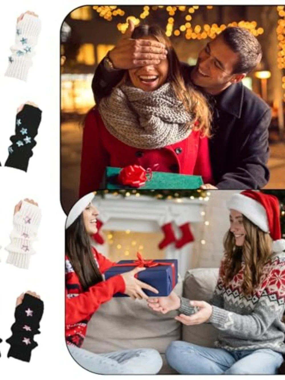 4 Pack Knit Arm Warmers Fingerless Gloves Y2K Kawaii Star